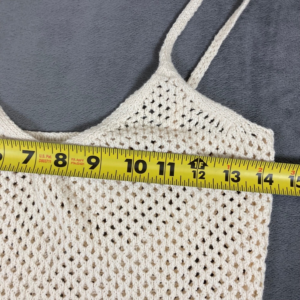 LAGENCE Cream Open Knit Crochet Camisole Tank Top Small Ivory Cotton Blend - Picture 5 of 7